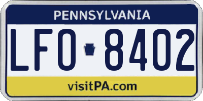 PA license plate LFO8402