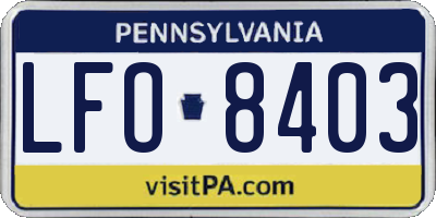 PA license plate LFO8403