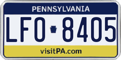 PA license plate LFO8405