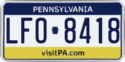 PA license plate LFO8418