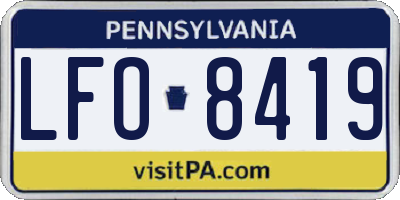 PA license plate LFO8419