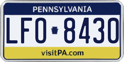PA license plate LFO8430
