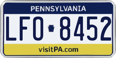 PA license plate LFO8452