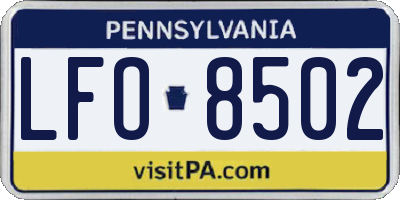 PA license plate LFO8502