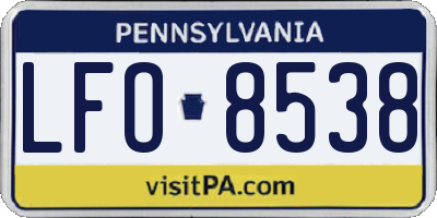 PA license plate LFO8538