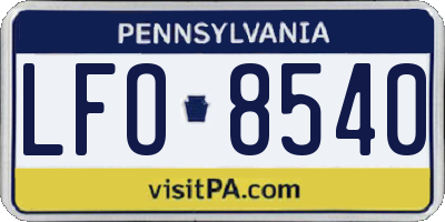 PA license plate LFO8540