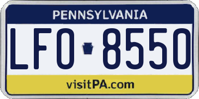PA license plate LFO8550