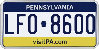 PA license plate LFO8600