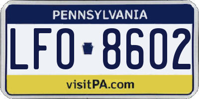 PA license plate LFO8602