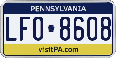 PA license plate LFO8608
