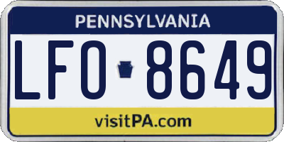 PA license plate LFO8649