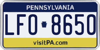 PA license plate LFO8650