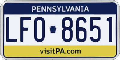 PA license plate LFO8651