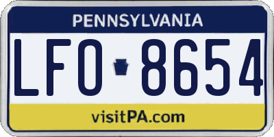 PA license plate LFO8654