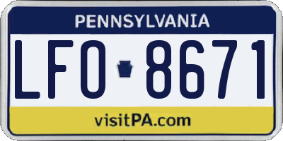 PA license plate LFO8671