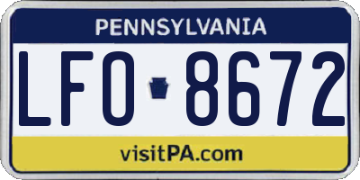 PA license plate LFO8672
