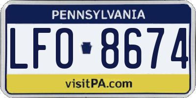 PA license plate LFO8674