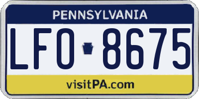 PA license plate LFO8675
