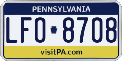 PA license plate LFO8708