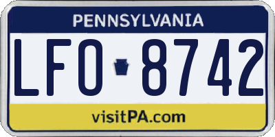 PA license plate LFO8742