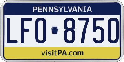 PA license plate LFO8750