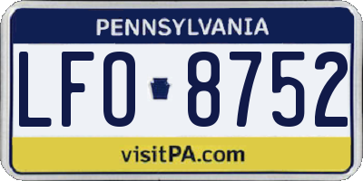PA license plate LFO8752