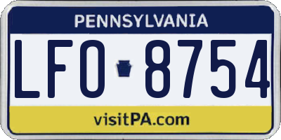 PA license plate LFO8754