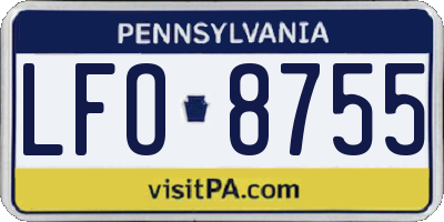 PA license plate LFO8755