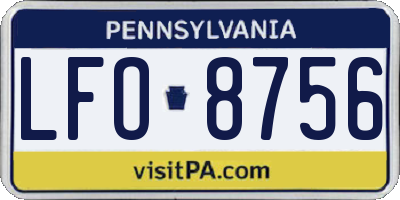 PA license plate LFO8756