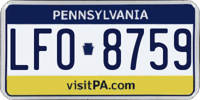 PA license plate LFO8759