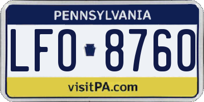 PA license plate LFO8760