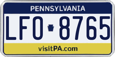 PA license plate LFO8765