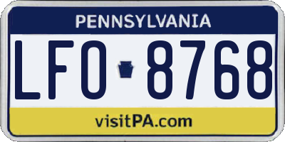 PA license plate LFO8768