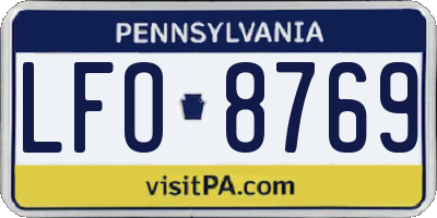 PA license plate LFO8769
