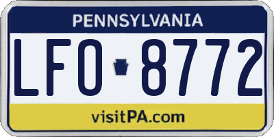 PA license plate LFO8772