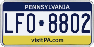 PA license plate LFO8802