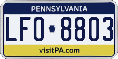 PA license plate LFO8803