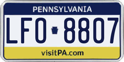 PA license plate LFO8807