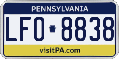 PA license plate LFO8838