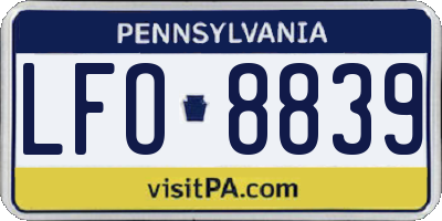 PA license plate LFO8839