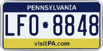 PA license plate LFO8848