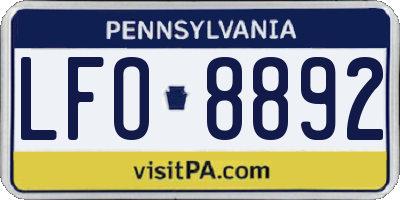 PA license plate LFO8892