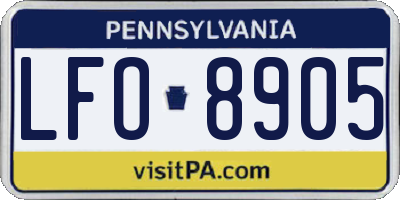 PA license plate LFO8905