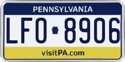 PA license plate LFO8906