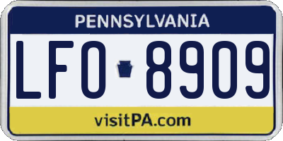 PA license plate LFO8909