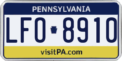 PA license plate LFO8910