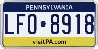 PA license plate LFO8918