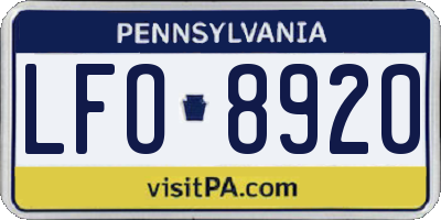 PA license plate LFO8920