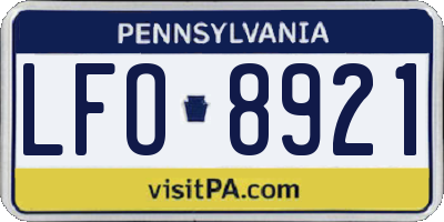 PA license plate LFO8921