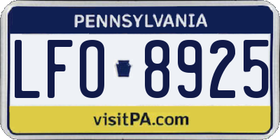 PA license plate LFO8925